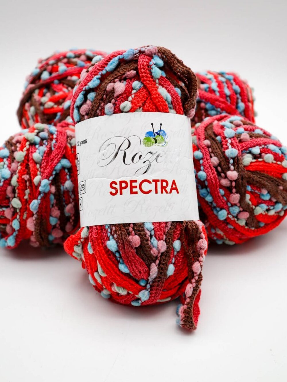 Lot of 6 Skeins Acrylic Blend Ruffle Yarn Coral Reef 192 Yds Rozetti Spectra